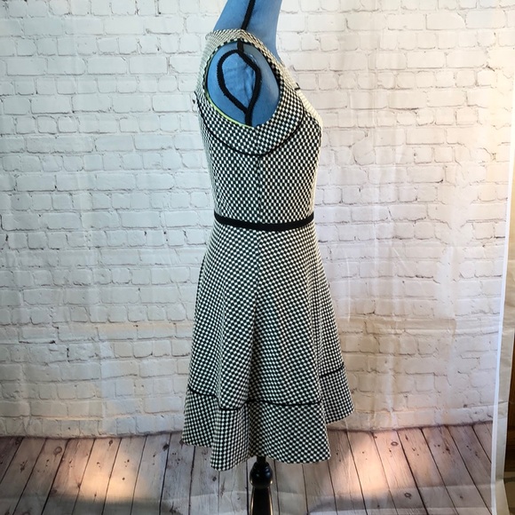 Oleg Cassini Dress Black & White Checkered Sleeveless Size 2 - Picture 2 of 5